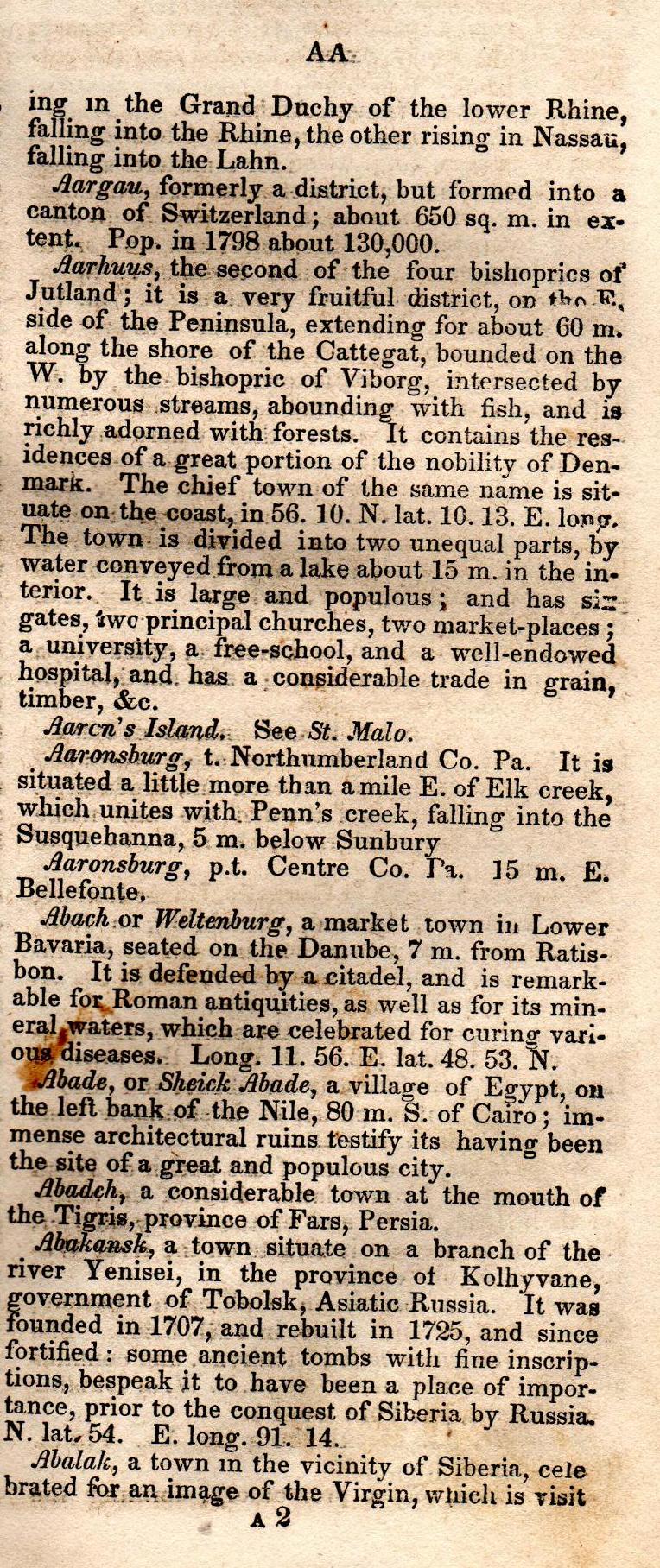 Brookes’ Universal Gazetteer (1850), Page 5 Right Column