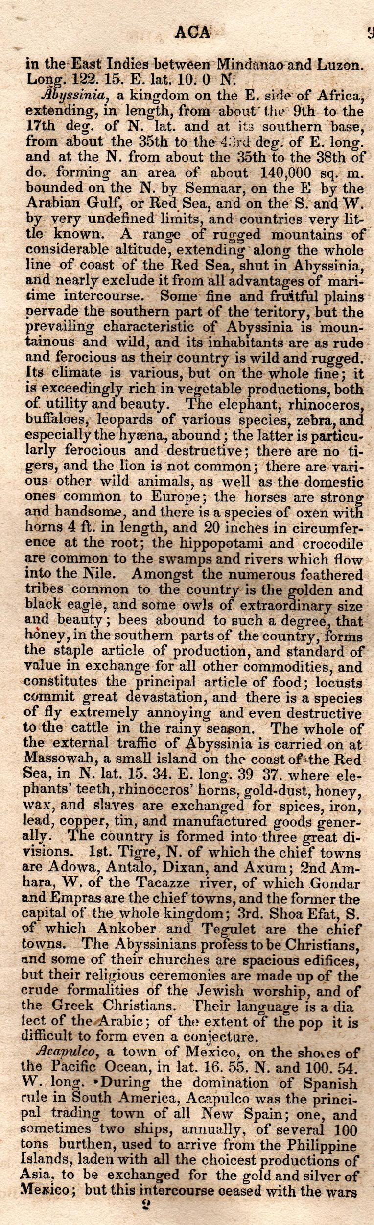 Brookes’ Universal Gazetteer (1850), Page 9 Left Column