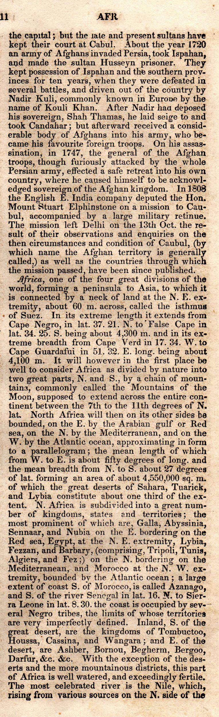 Brookes’ Universal Gazetteer (1850), Page 11 Right Column
