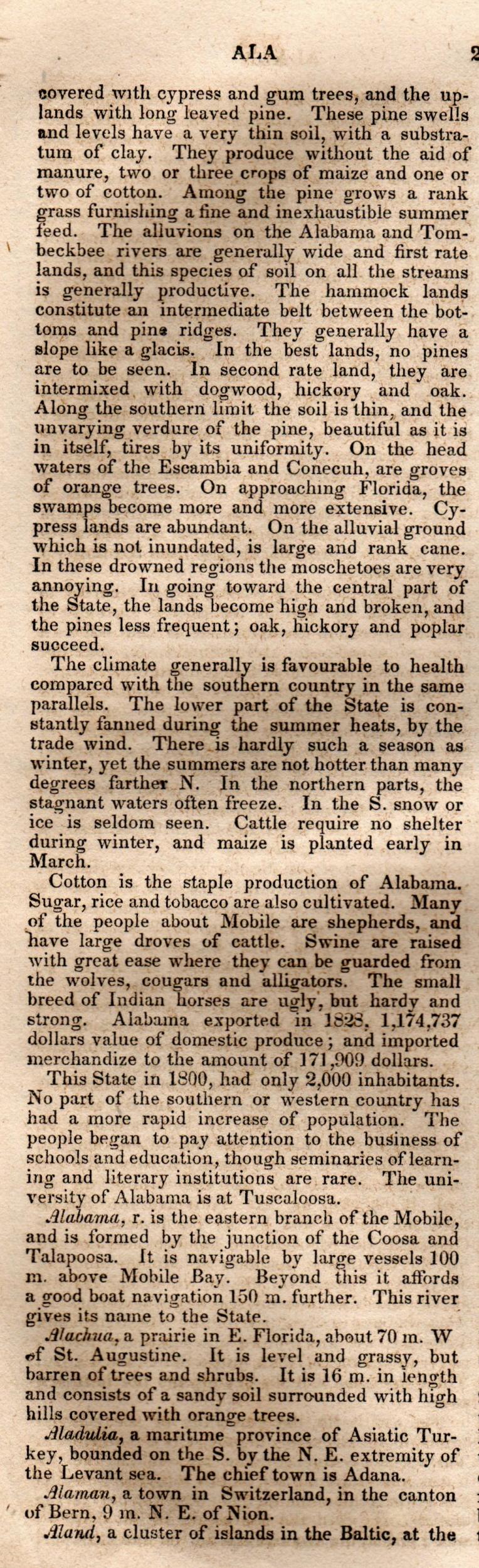 Brookes’ Universal Gazetteer (1850), Page 20 Left Column