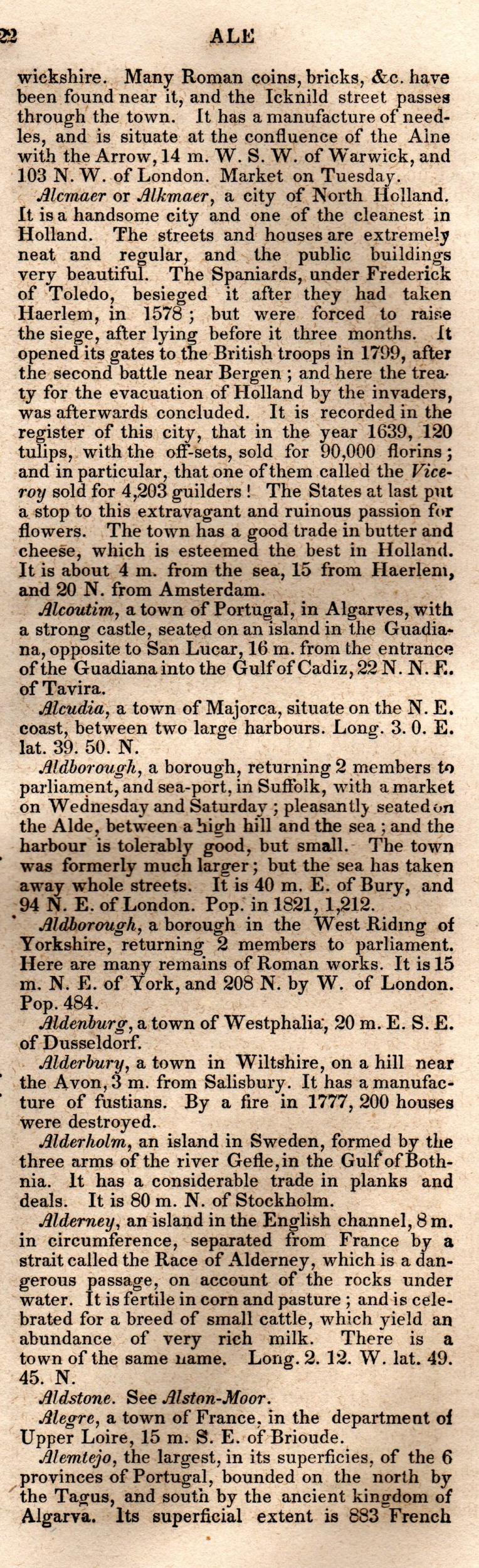 Brookes’ Universal Gazetteer (1850), Page 22 Right Column