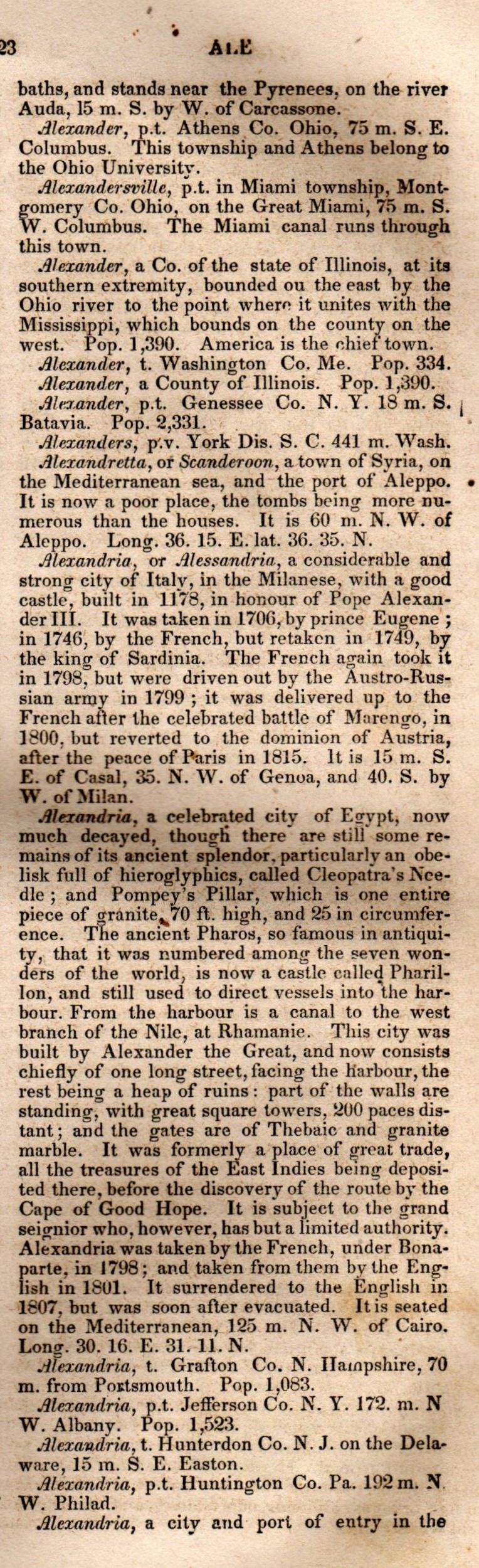 Brookes’ Universal Gazetteer (1850), Page 23 Right Column