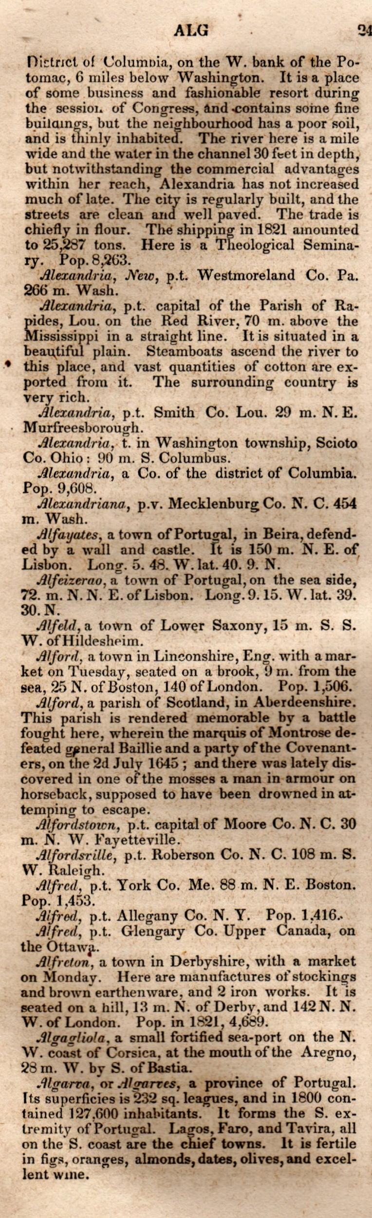 Brookes’ Universal Gazetteer (1850), Page 24 Left Column