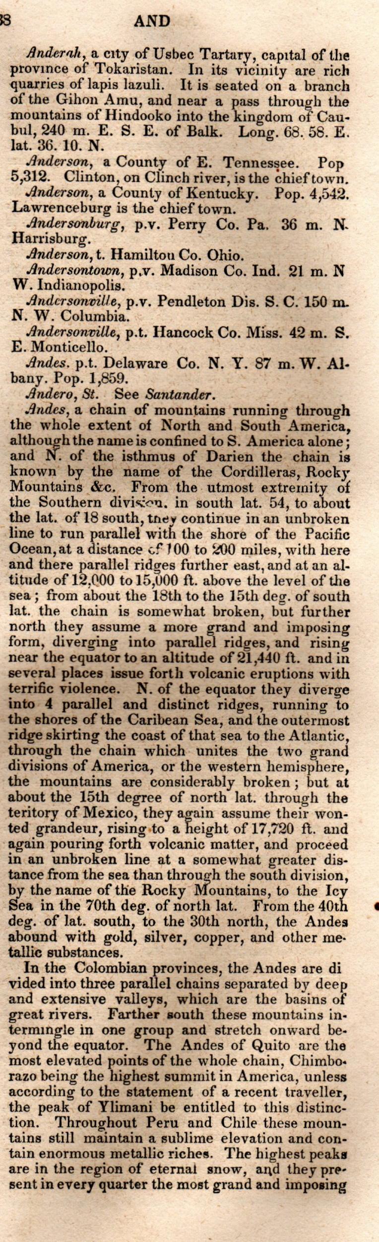Brookes’ Universal Gazetteer (1850), Page 38 Right Column