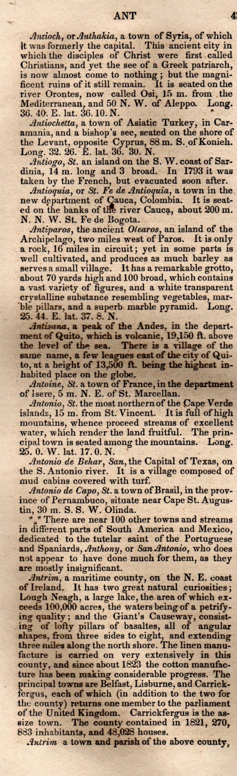 Brookes’ Universal Gazetteer (1850), Page 43 Left Column