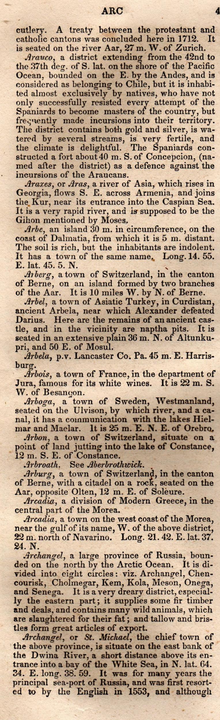 Brookes’ Universal Gazetteer (1850), Page 48 Left Column