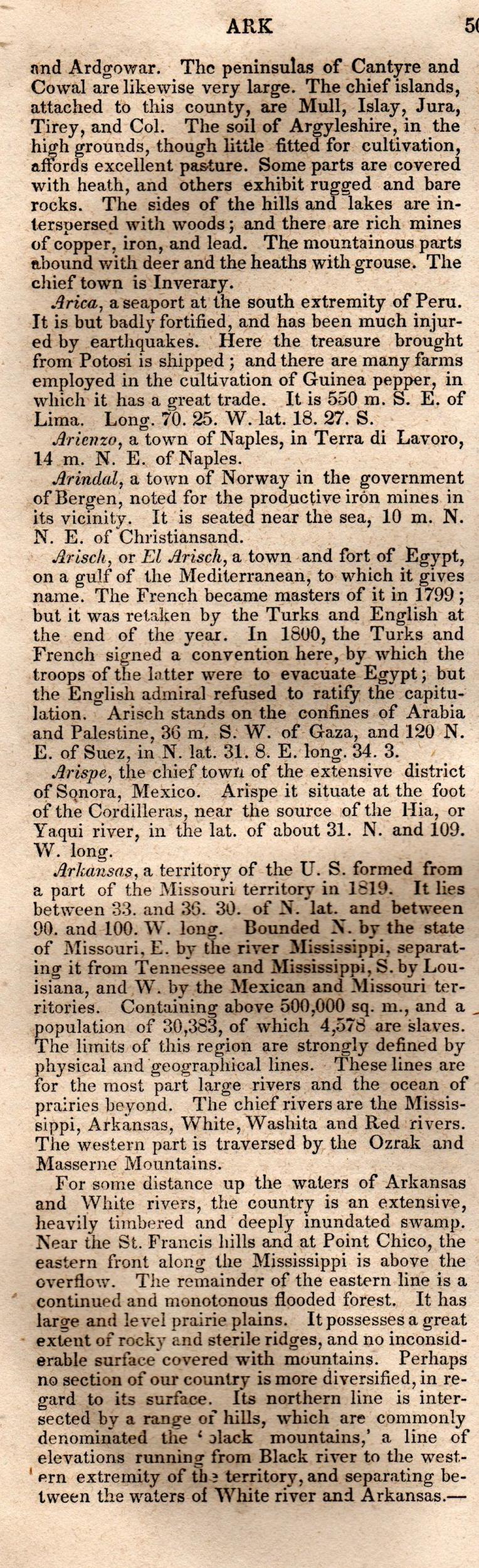 Brookes’ Universal Gazetteer (1850), Page 50 Left Column