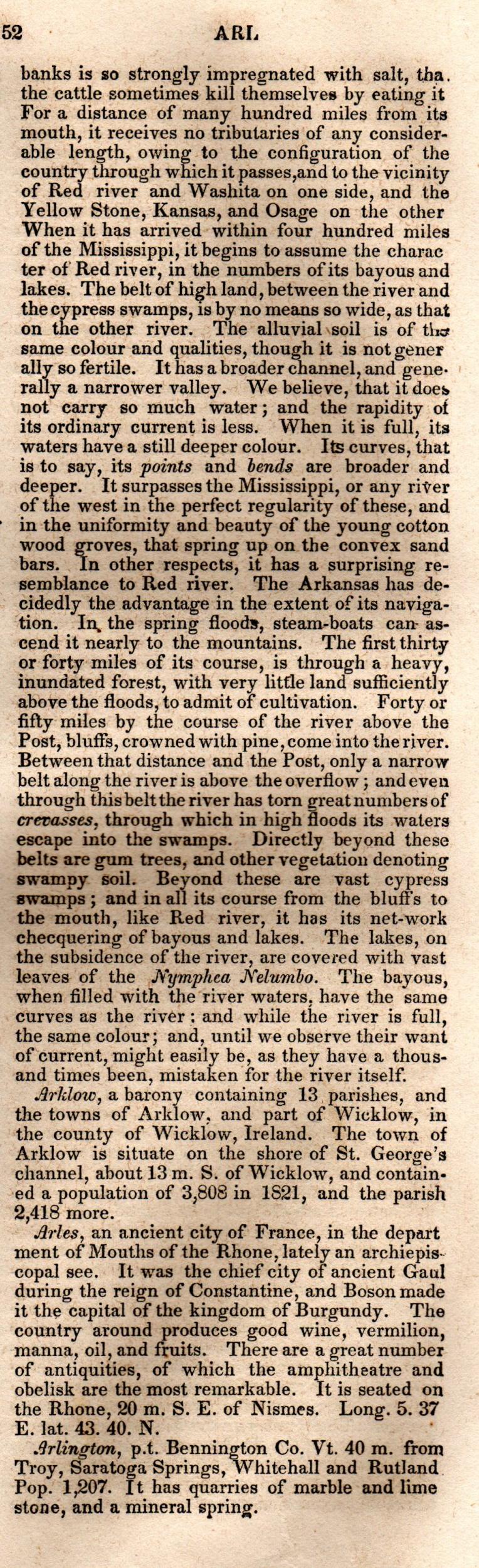Brookes’ Universal Gazetteer (1850), Page 52 Right Column