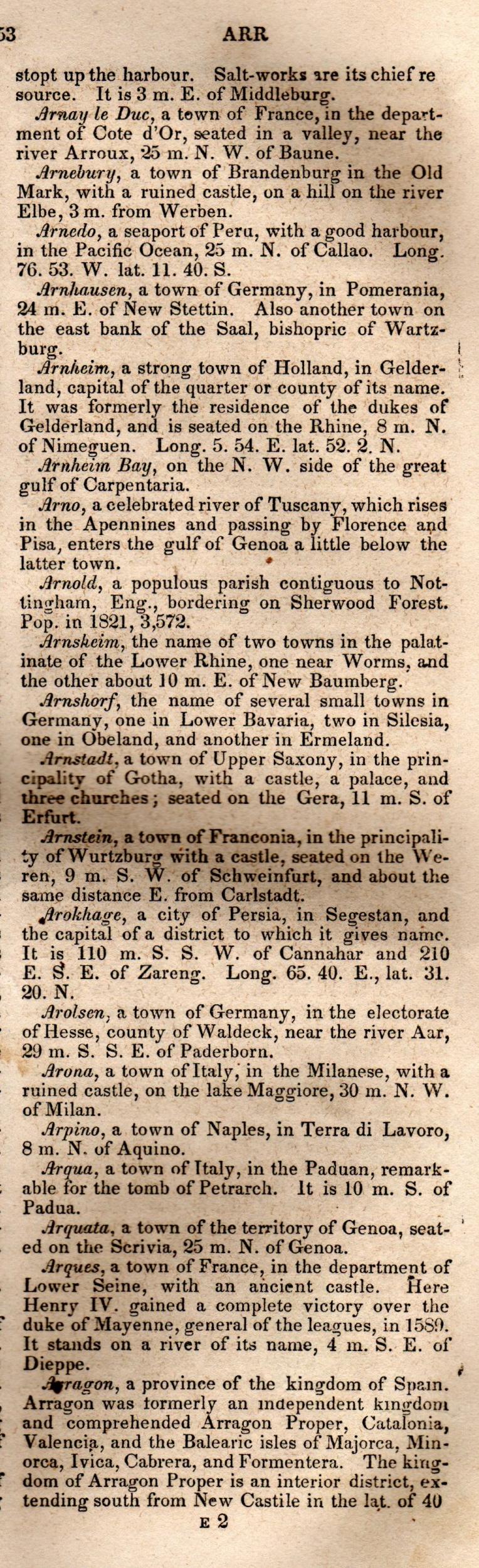 Brookes’ Universal Gazetteer (1850), Page 53 Right Column