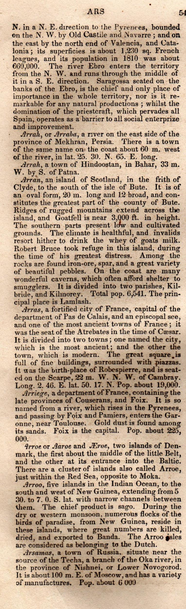 Brookes’ Universal Gazetteer (1850), Page 54 Left Column