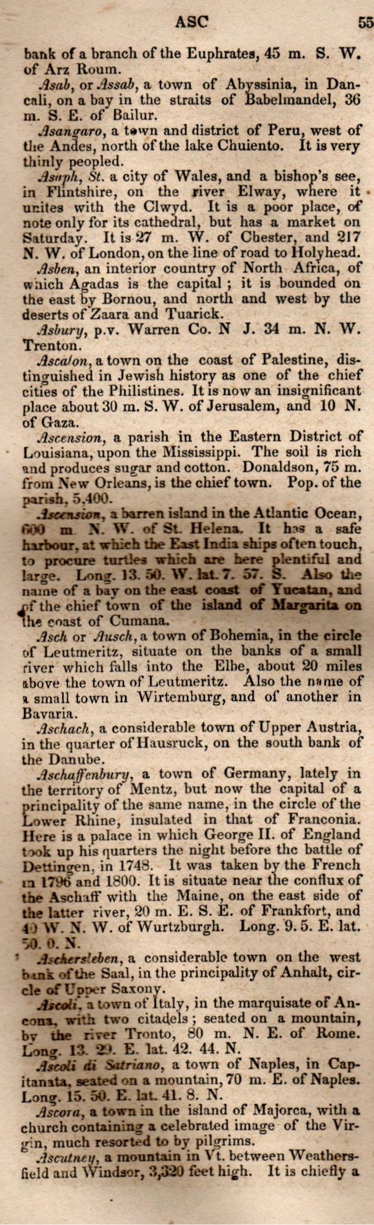 Brookes’ Universal Gazetteer (1850), Page 55 Left Column