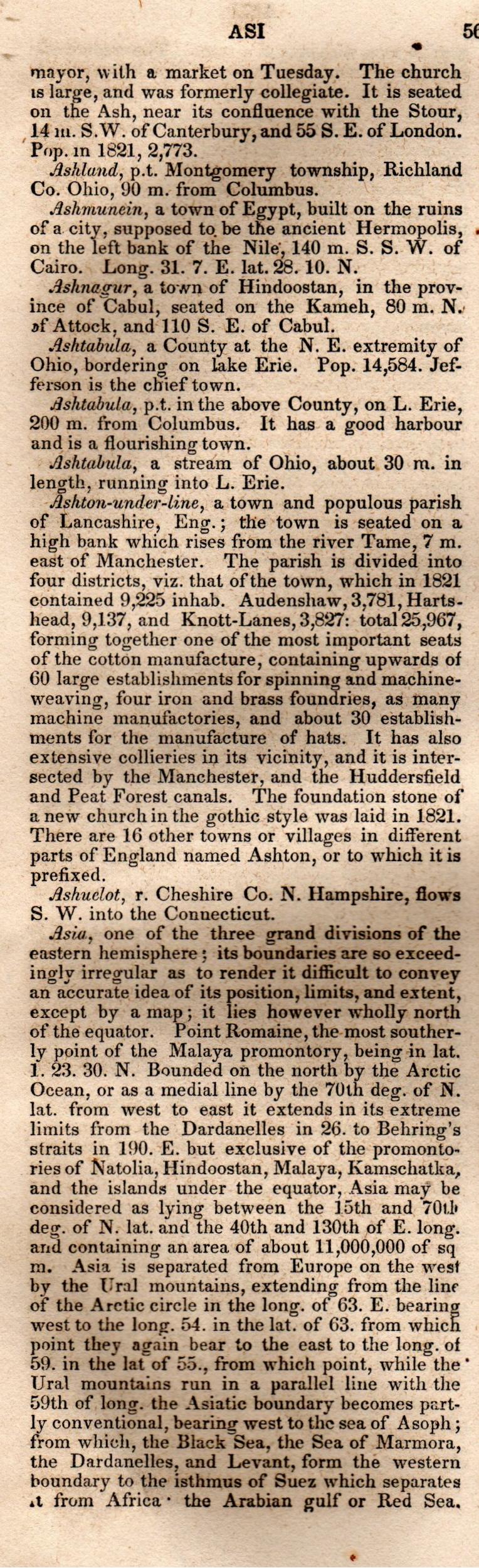 Brookes’ Universal Gazetteer (1850), Page 56 Left Column