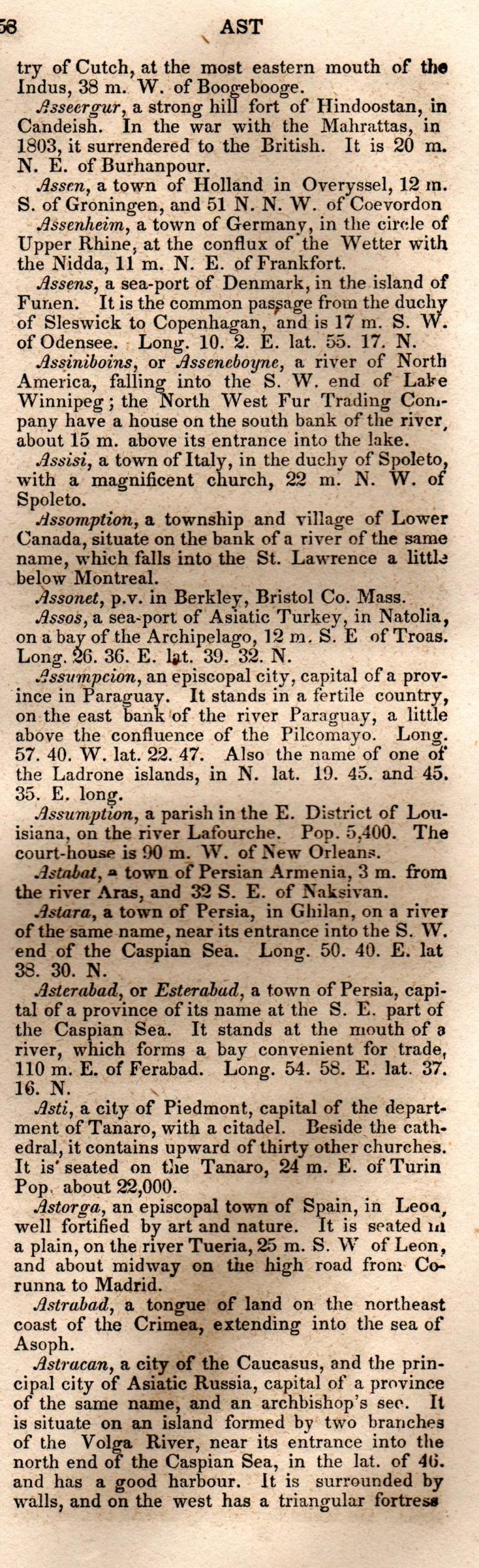 Brookes’ Universal Gazetteer (1850), Page 58 Right Column
