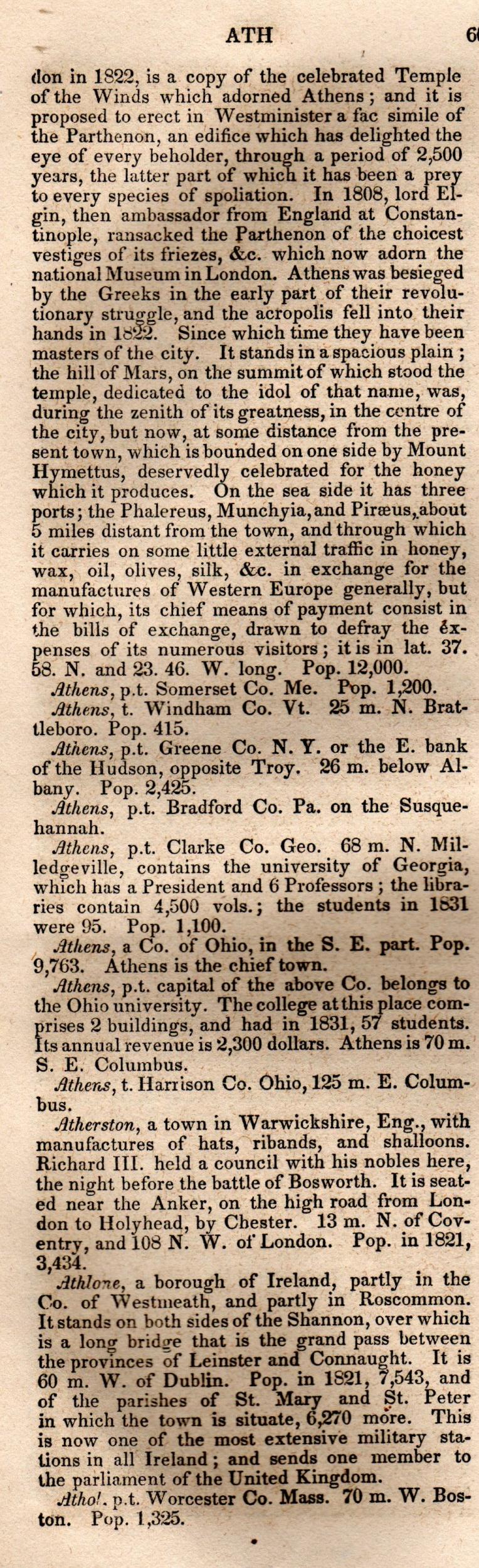 Brookes’ Universal Gazetteer (1850), Page 60 Left Column