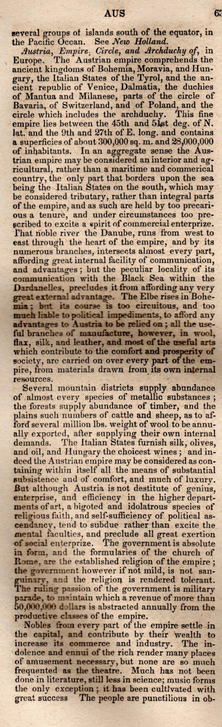 Brookes’ Universal Gazetteer (1850), Page 63 Left Column