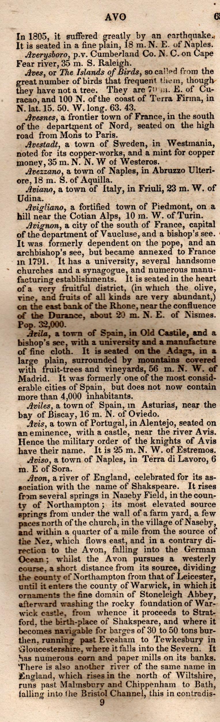 Brookes’ Universal Gazetteer (1850), Page 65 Left Column