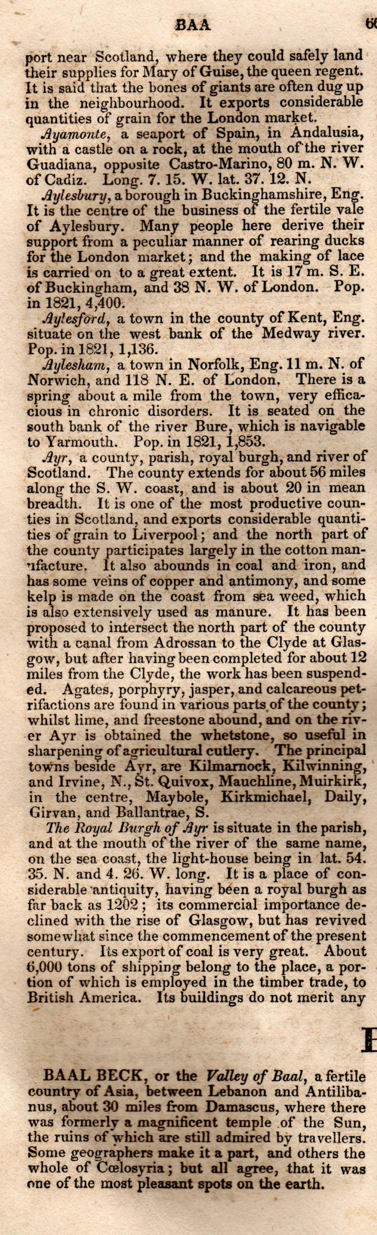 Brookes’ Universal Gazetteer (1850), Page 66 Left Column