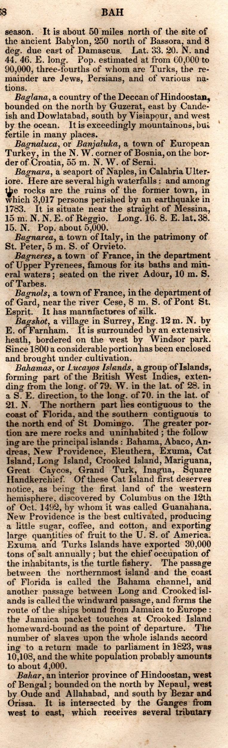 Brookes’ Universal Gazetteer (1850), Page 68 Right Column