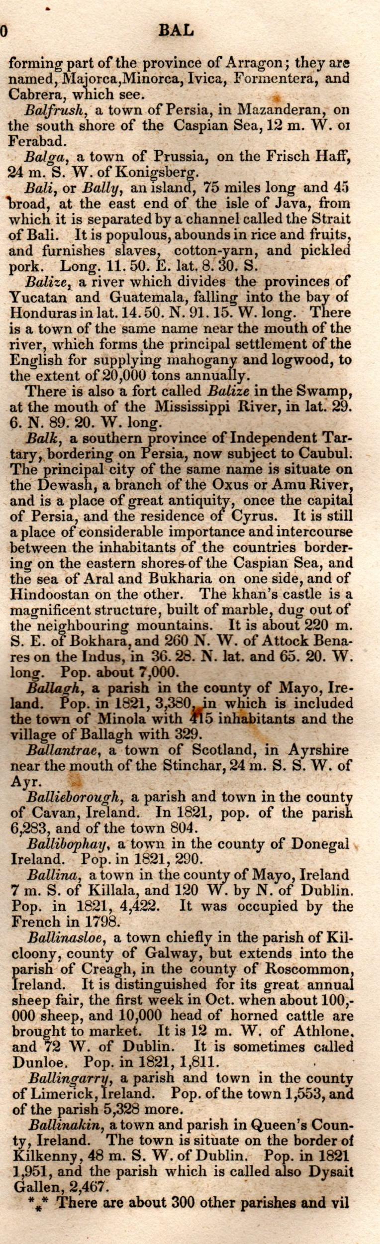 Brookes’ Universal Gazetteer (1850), Page 70 Right Column