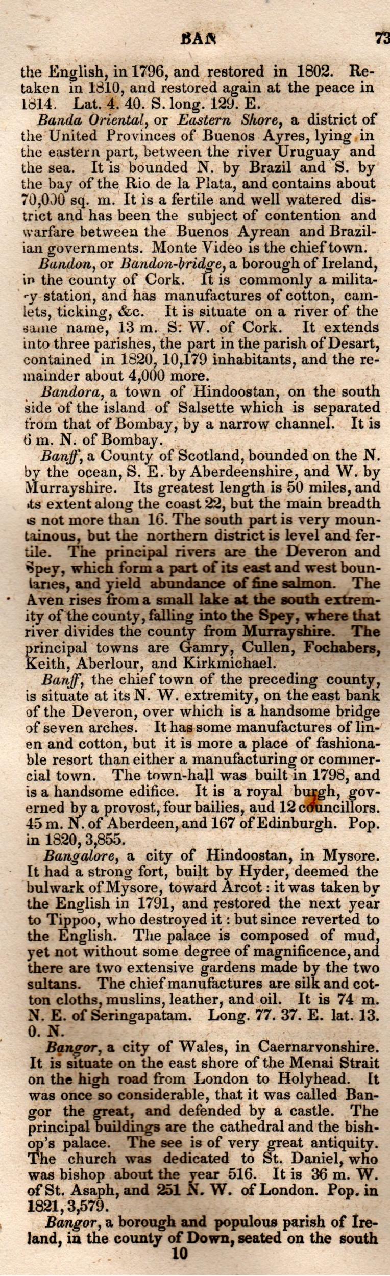 Brookes’ Universal Gazetteer (1850), Page 73 Left Column