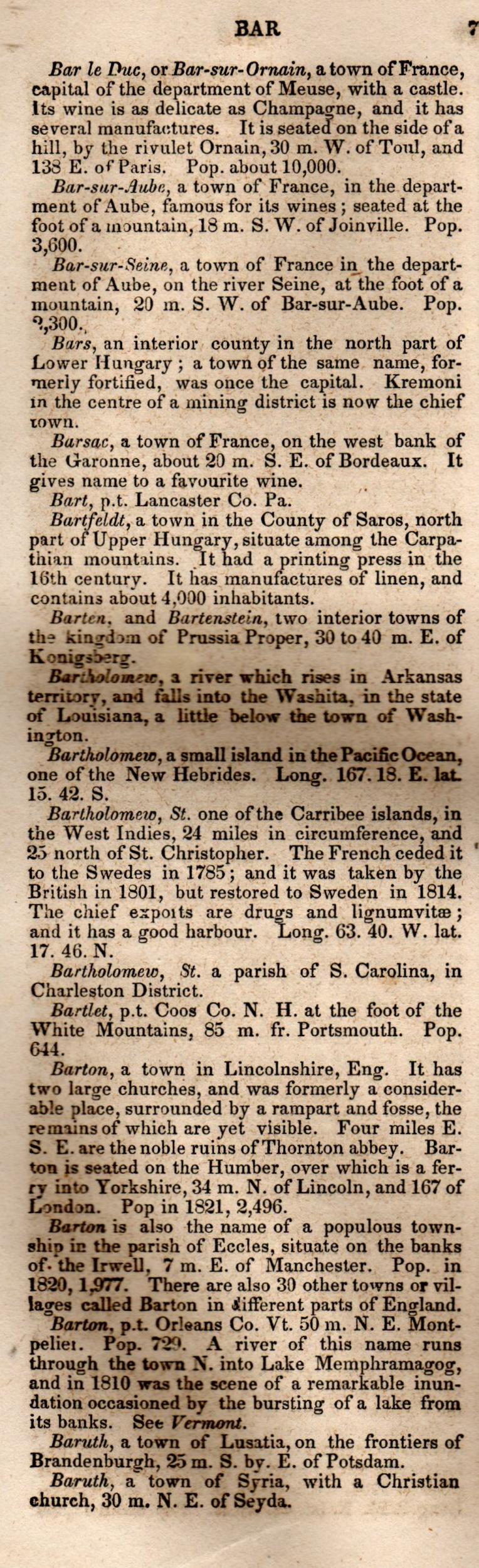 Brookes’ Universal Gazetteer (1850), Page 77 Left Column
