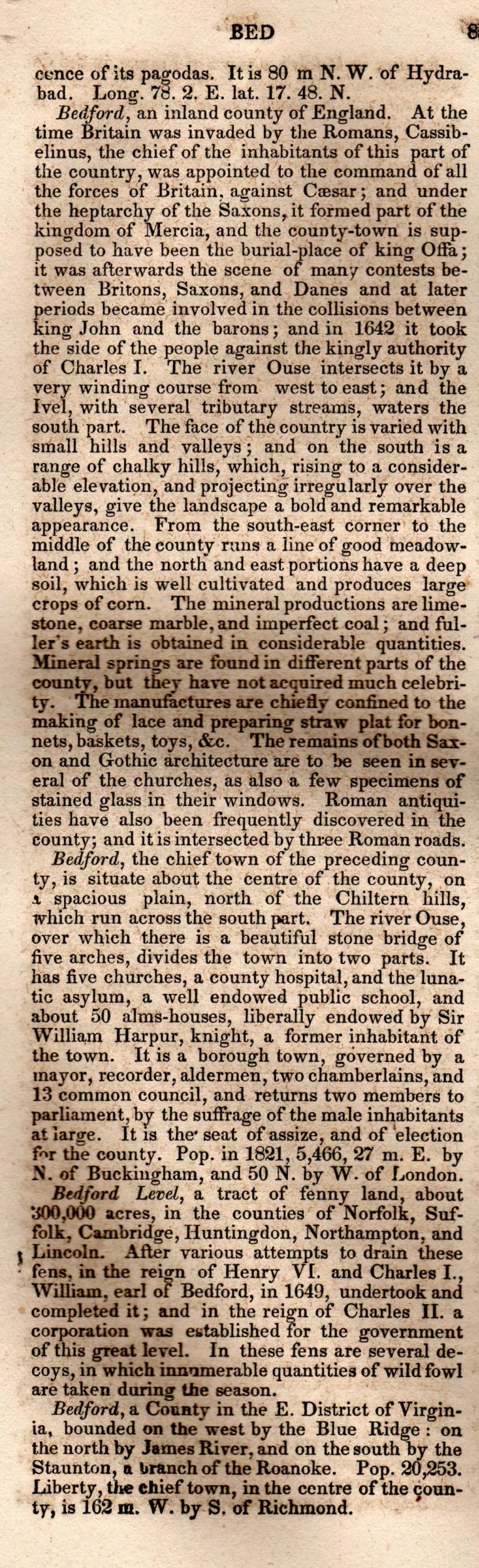 Brookes’ Universal Gazetteer (1850), Page 85 Left Column