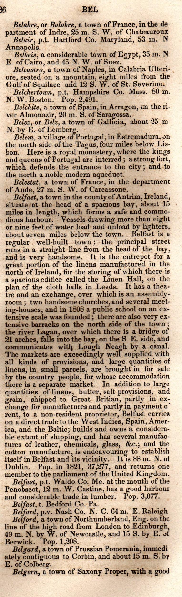 Brookes’ Universal Gazetteer (1850), Page 86 Right Column