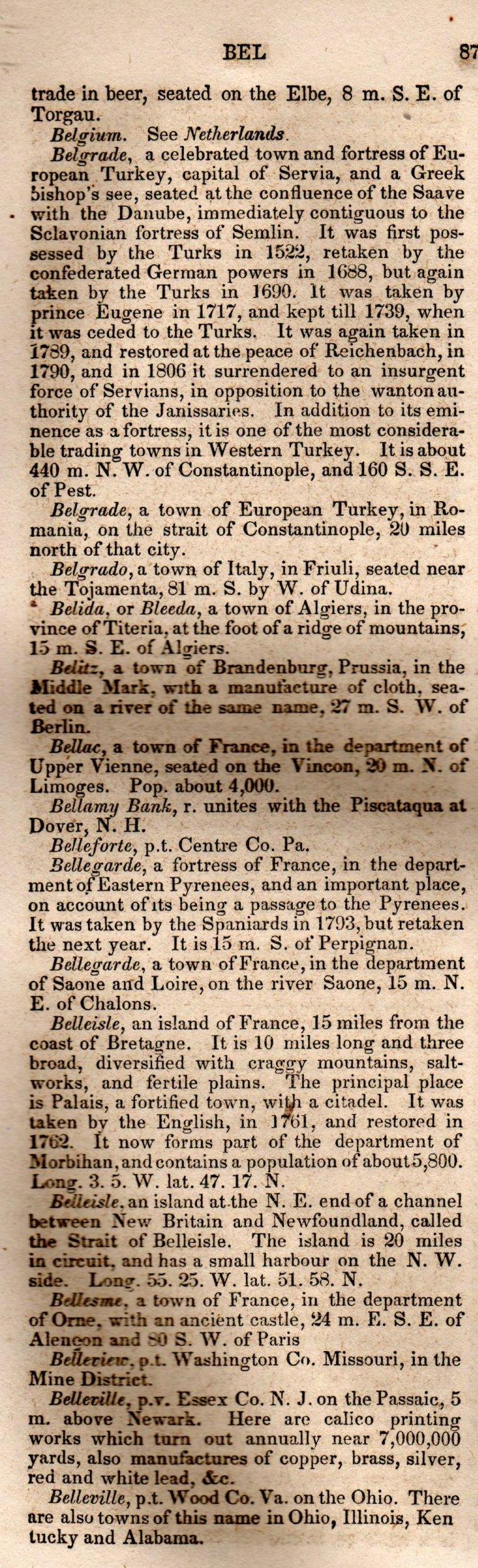 Brookes’ Universal Gazetteer (1850), Page 87 Left Column