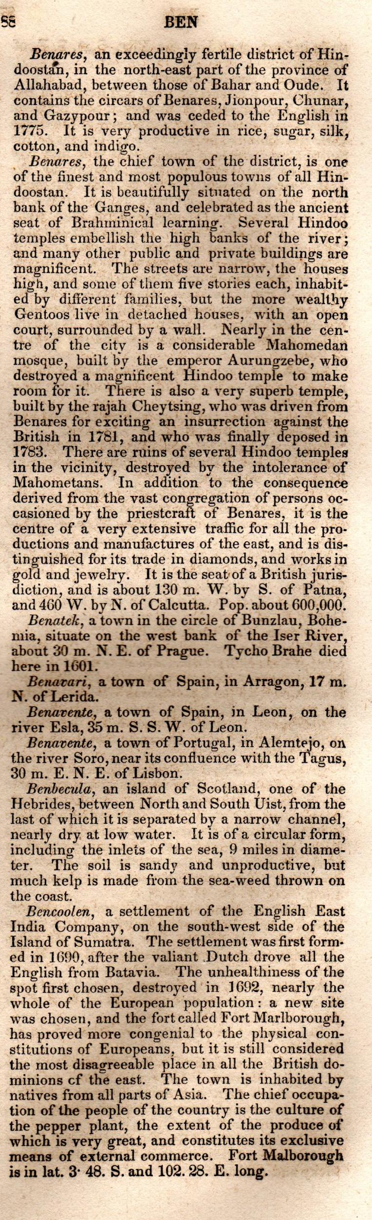 Brookes’ Universal Gazetteer (1850), Page 88 Right Column