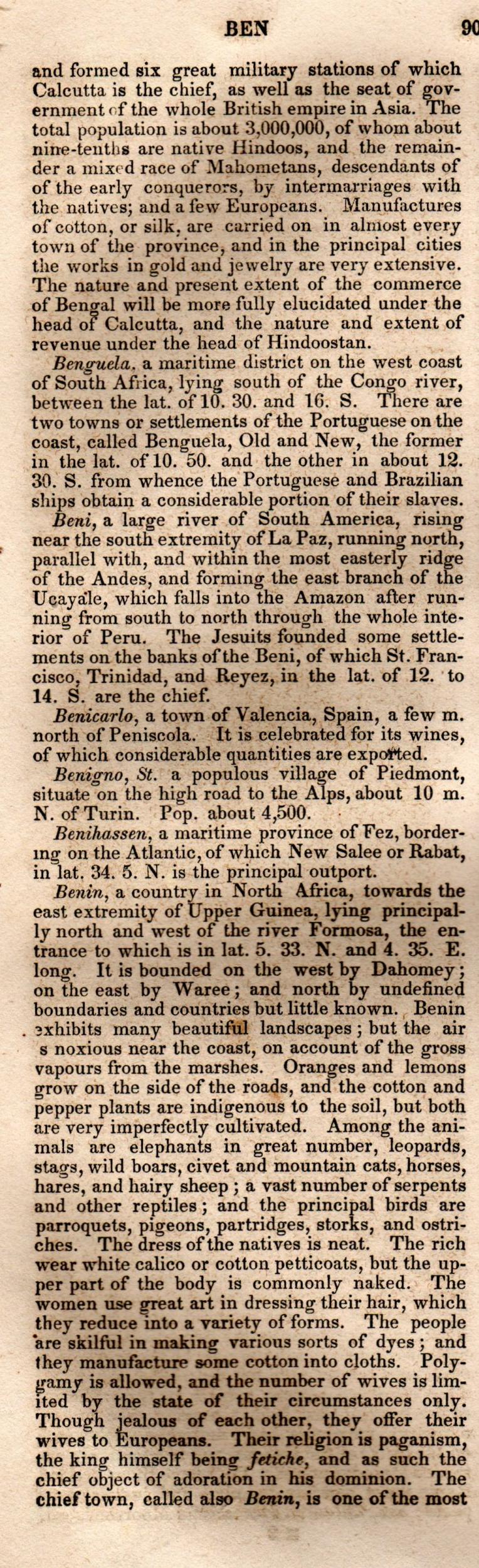 Brookes’ Universal Gazetteer (1850), Page 90 Left Column