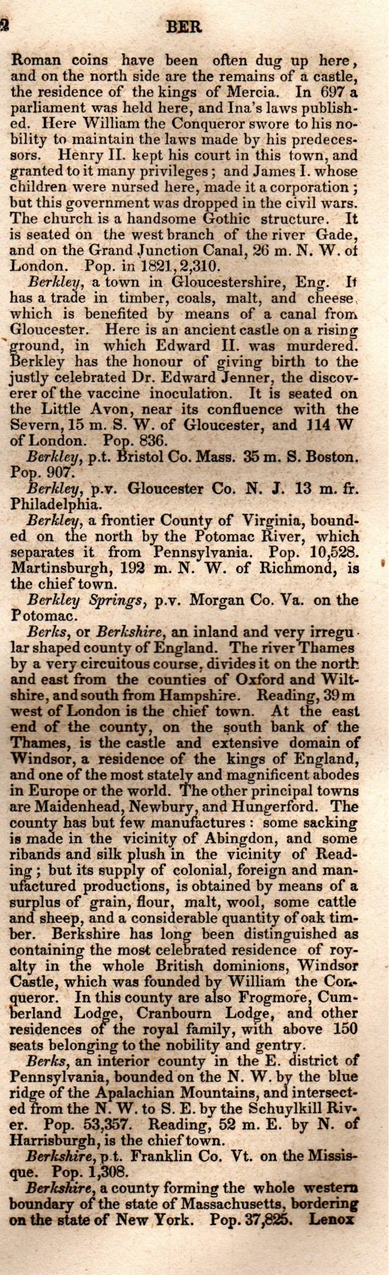 Brookes’ Universal Gazetteer (1850), Page 92 Right Column