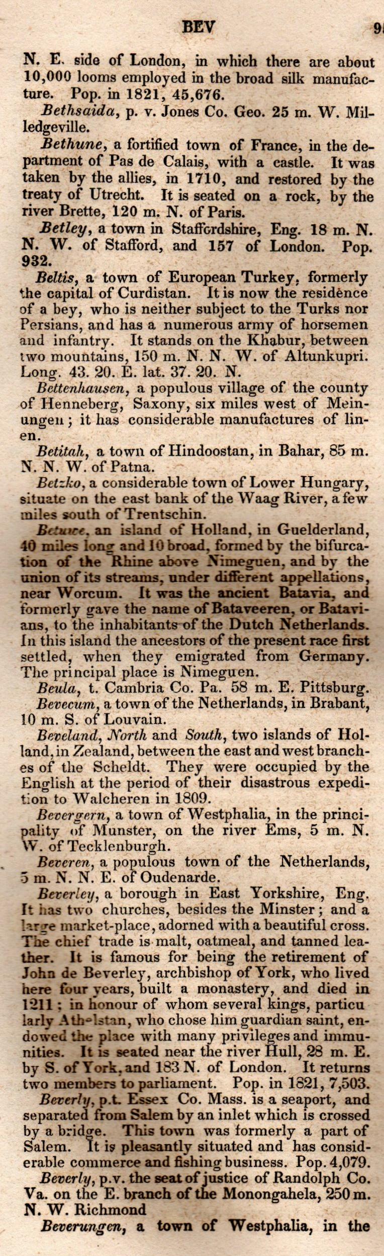 Brookes’ Universal Gazetteer (1850), Page 95 Left Column