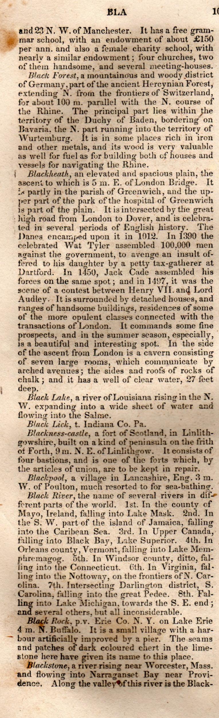 Brookes’ Universal Gazetteer (1850), Page 100 Left Column