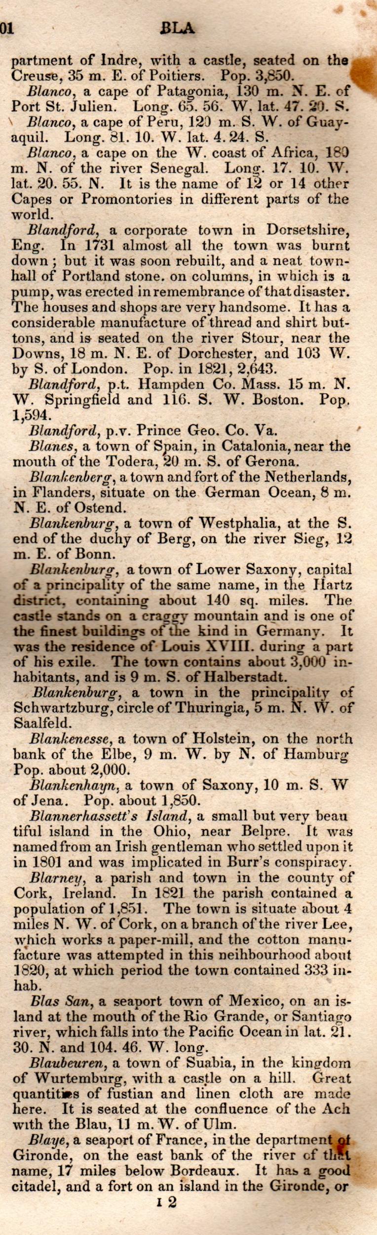 Brookes’ Universal Gazetteer (1850), Page 101 Right Column