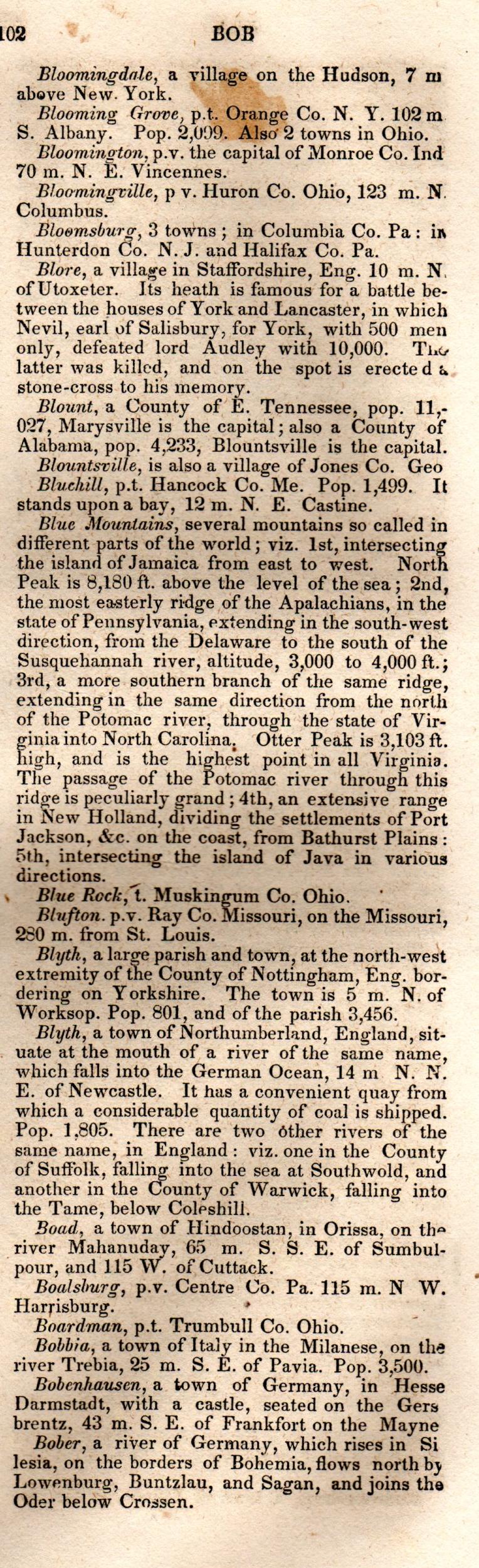Brookes’ Universal Gazetteer (1850), Page 102 Right Column