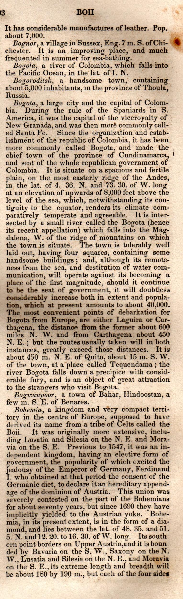 Brookes’ Universal Gazetteer (1850), Page 103 Right Column
