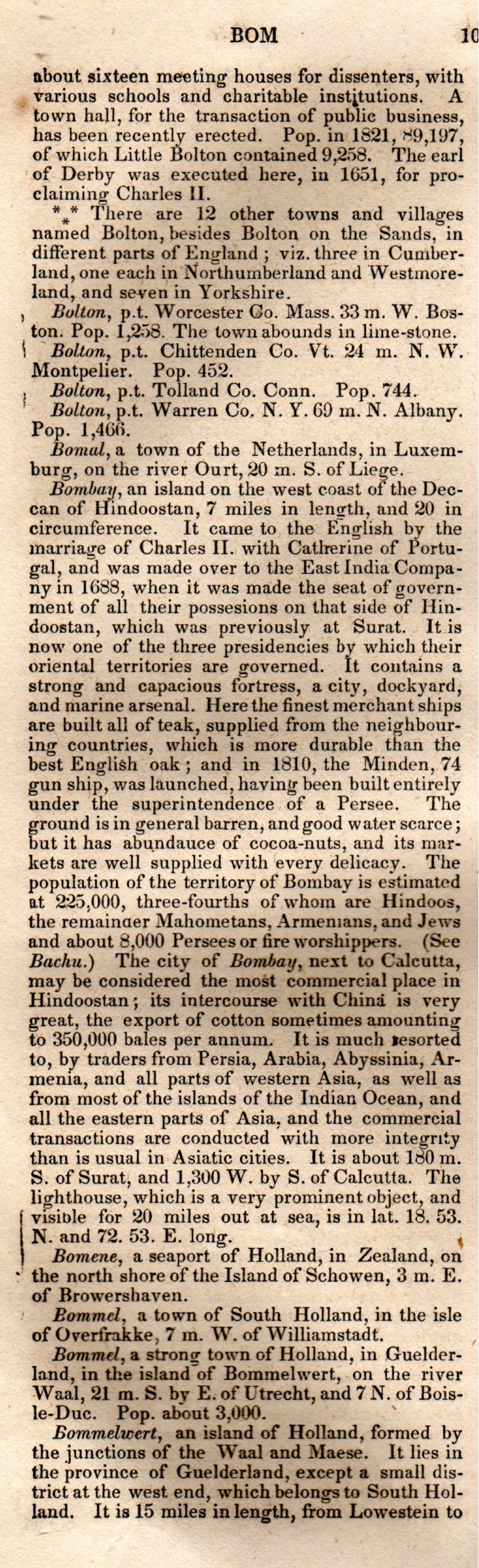 Brookes’ Universal Gazetteer (1850), Page 106 Left Column