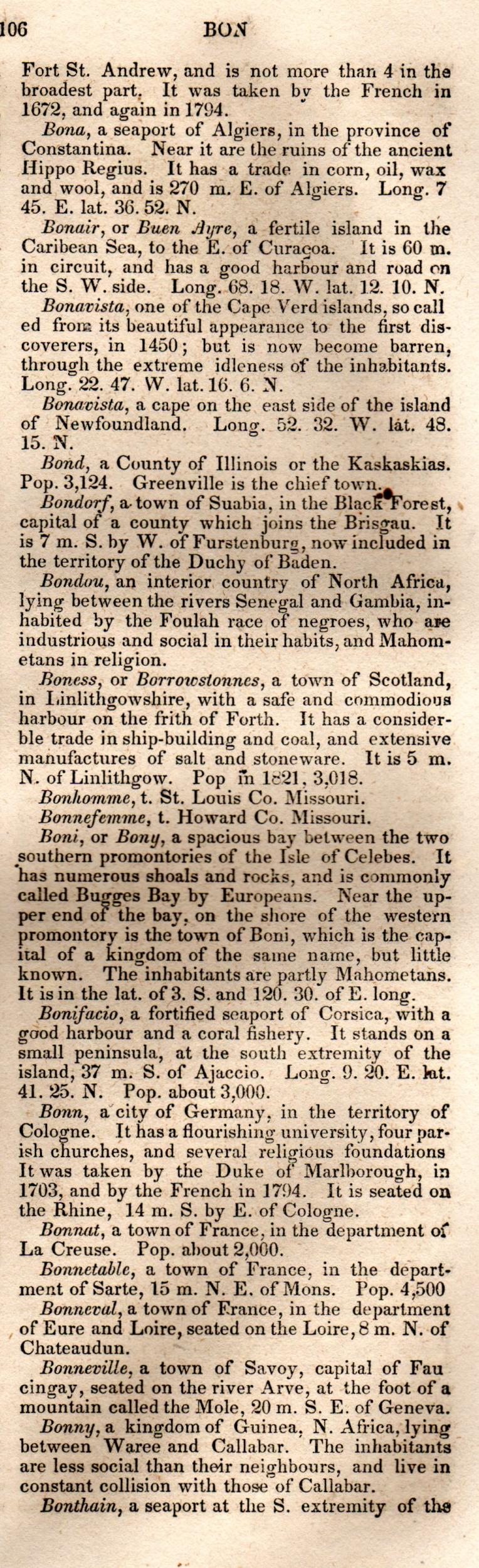 Brookes’ Universal Gazetteer (1850), Page 106 Right Column