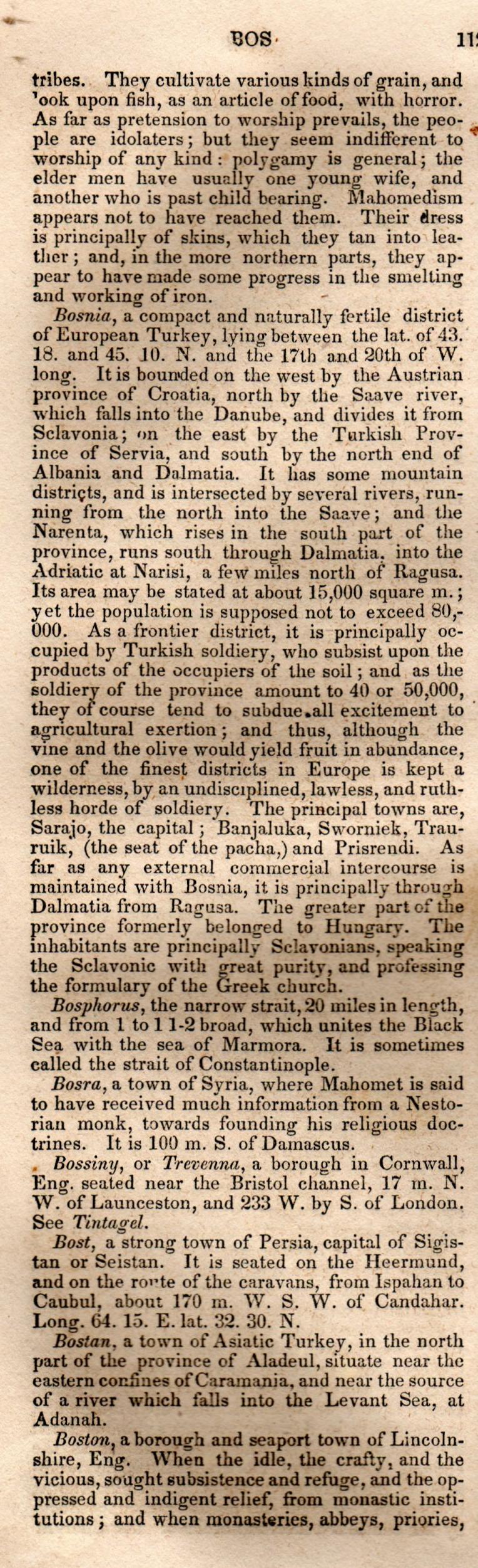 Brookes’ Universal Gazetteer (1850), Page 112 Left Column