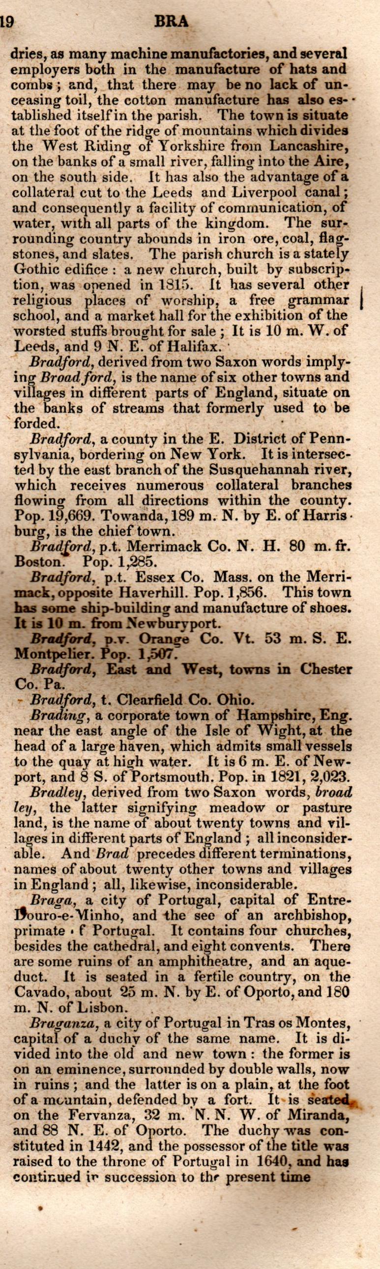 Brookes’ Universal Gazetteer (1850), Page 119 Right Column