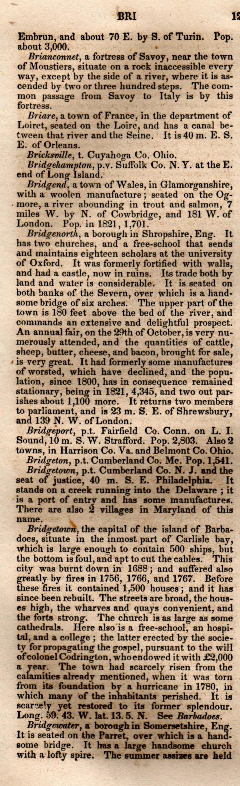 Brookes’ Universal Gazetteer (1850), Page 126 Left Column