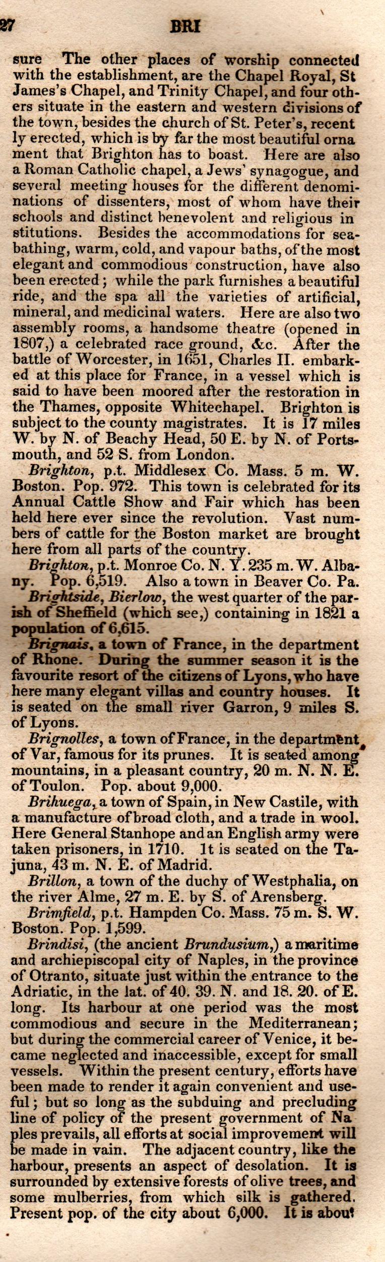 Brookes’ Universal Gazetteer (1850), Page 127 Right Column