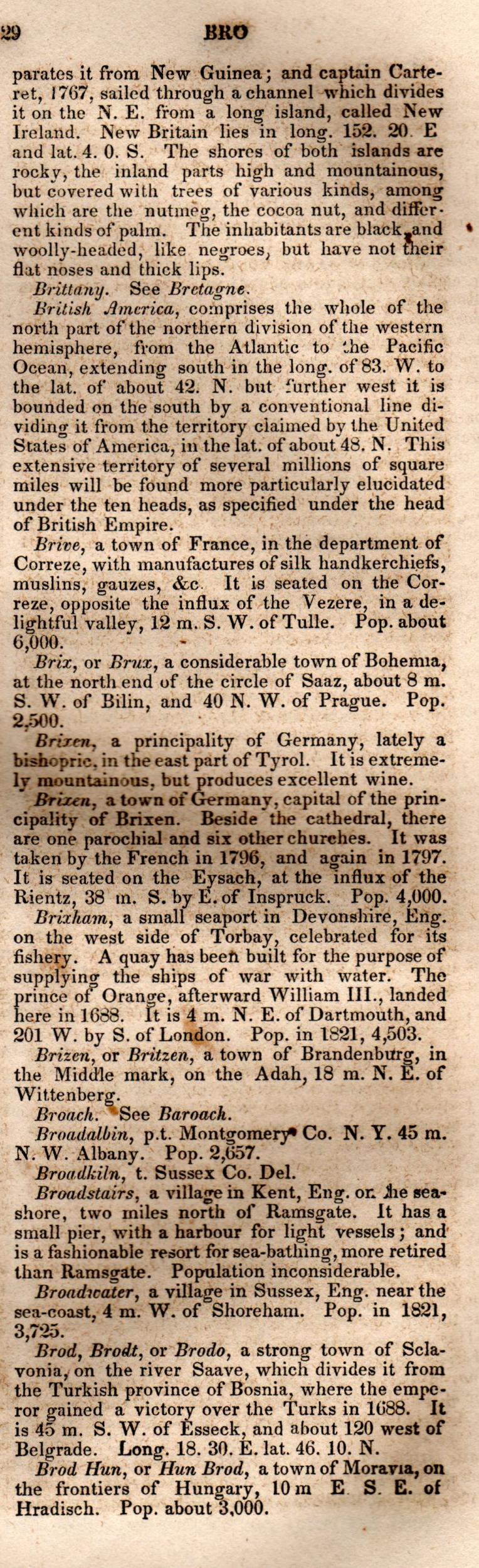 Brookes’ Universal Gazetteer (1850), Page 129 Right Column
