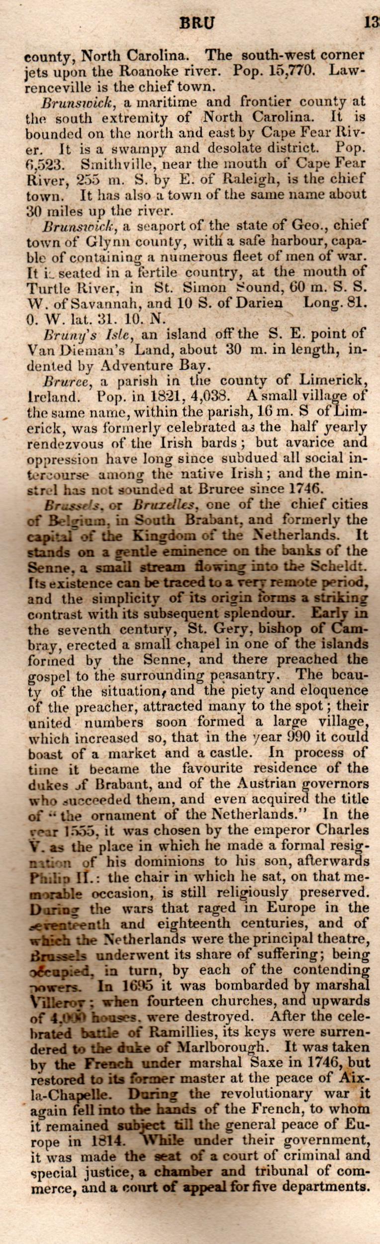 Brookes’ Universal Gazetteer (1850), Page 133 Left Column