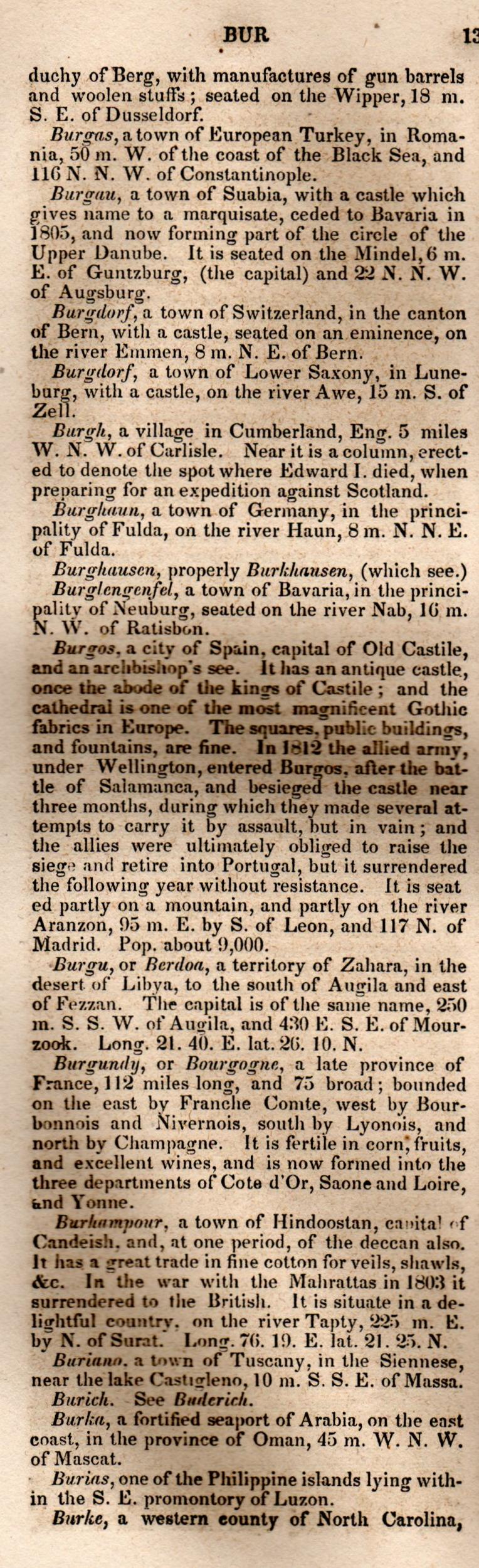 Brookes’ Universal Gazetteer (1850), Page 139 Left Column