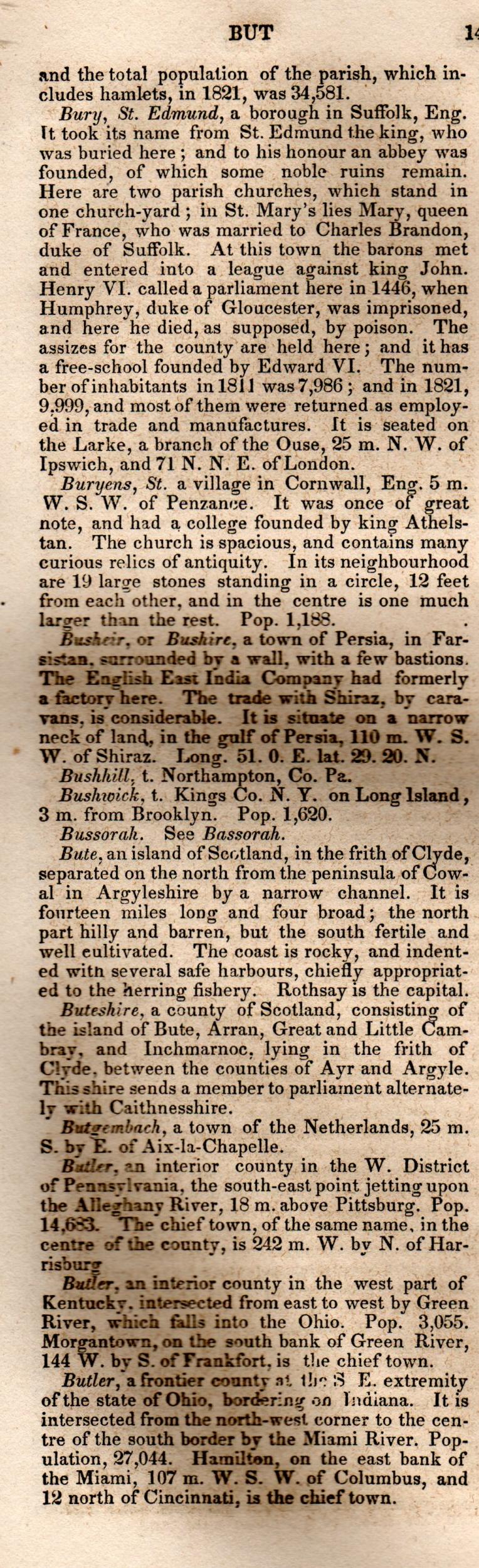 Brookes’ Universal Gazetteer (1850), Page 141 Left Column