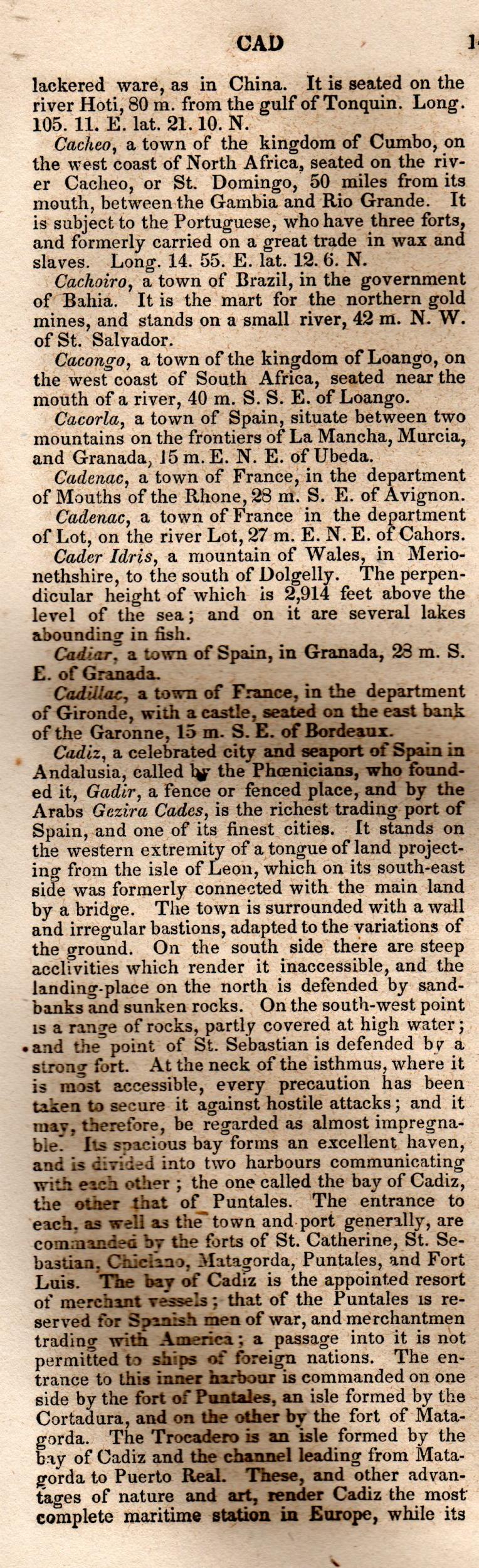 Brookes’ Universal Gazetteer (1850), Page 143 Left Column