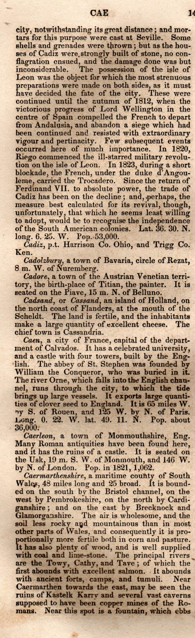 Brookes’ Universal Gazetteer (1850), Page 144 Left Column