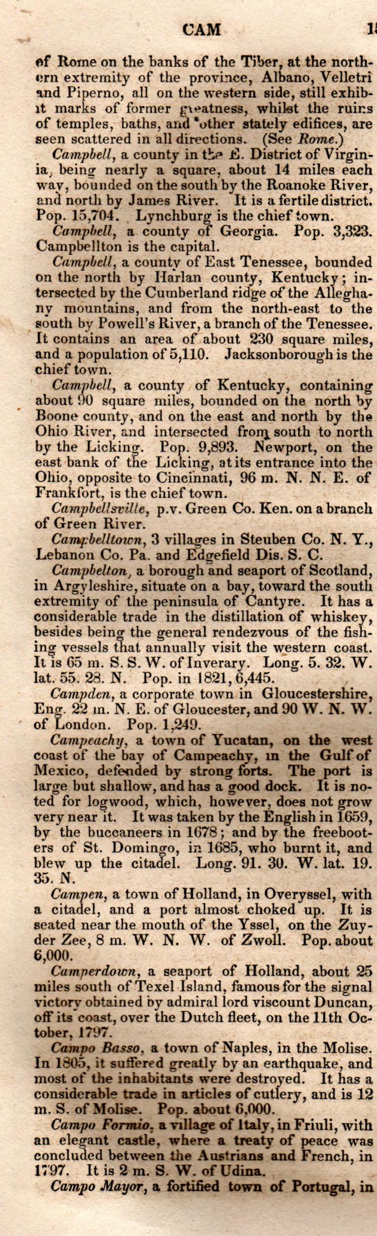 Brookes’ Universal Gazetteer (1850), Page 154 Left Column