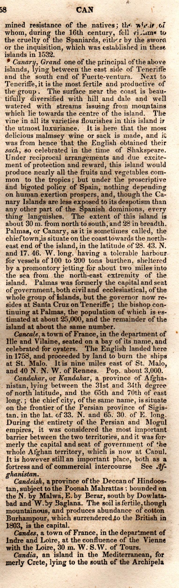 Brookes’ Universal Gazetteer (1850), Page 158 Right Column